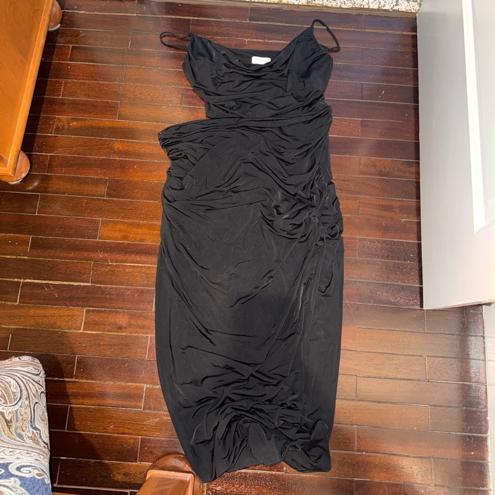 Meshki Jemma Draped Slinky Maxi Dress Black